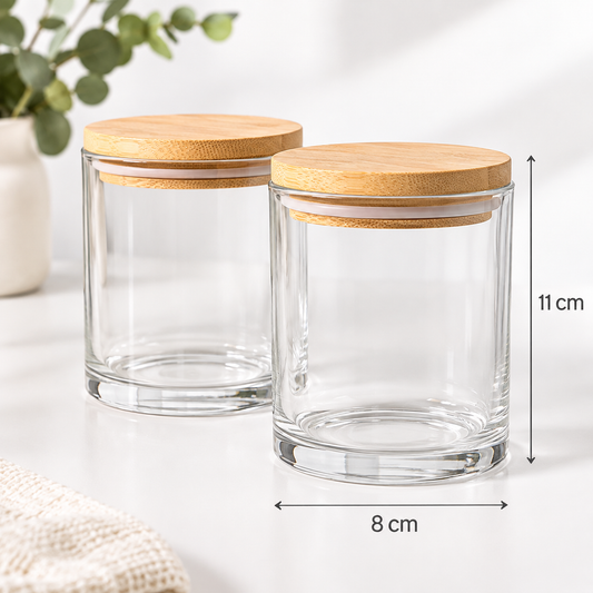 Frasco grande cilíndrico tapa bambú 350ml