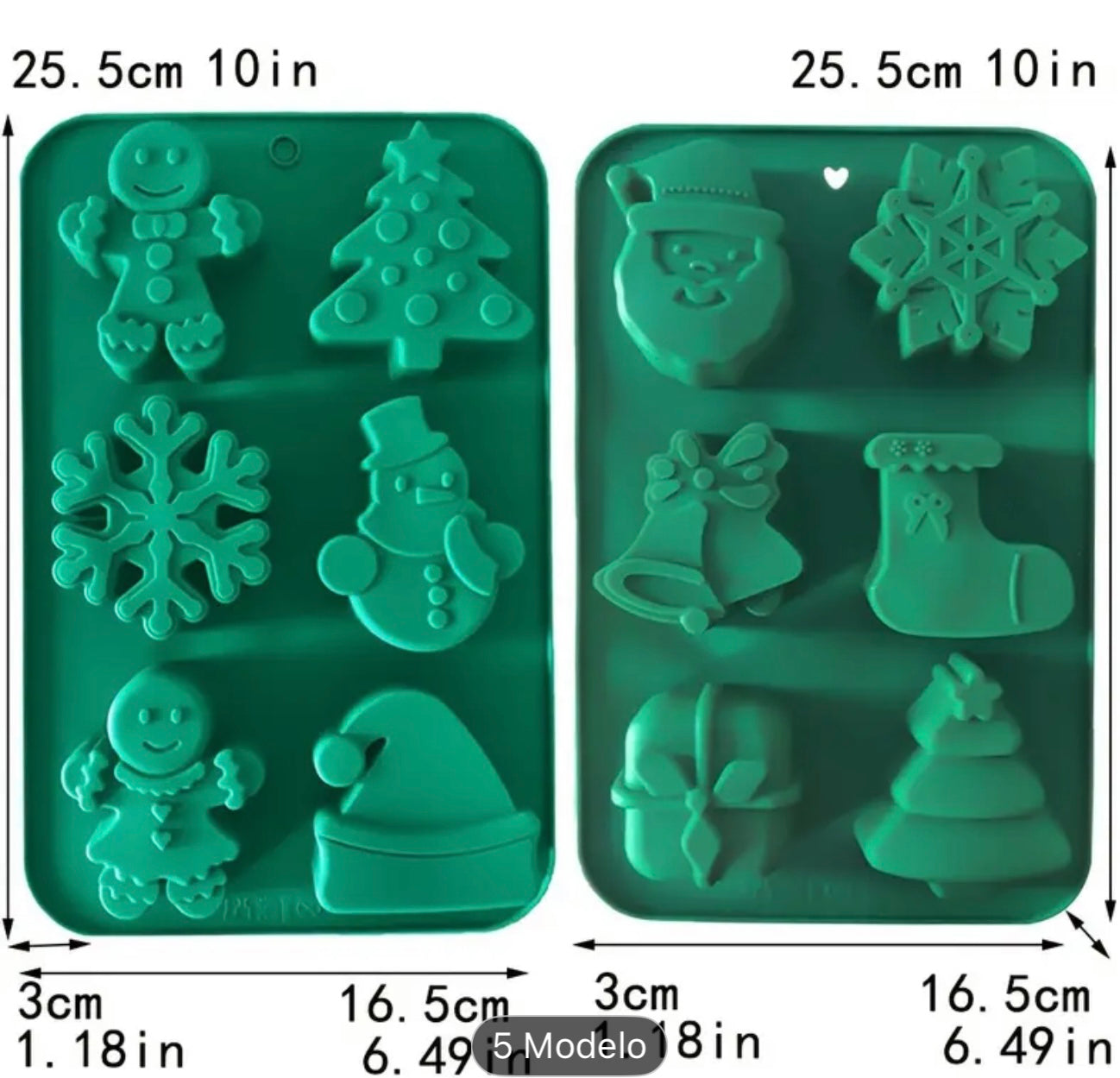 Molde Navideño Variado 1 pieza - 6 cavidades