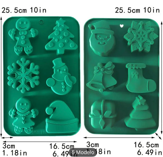 Molde Navideño Variado 1 pieza - 6 cavidades