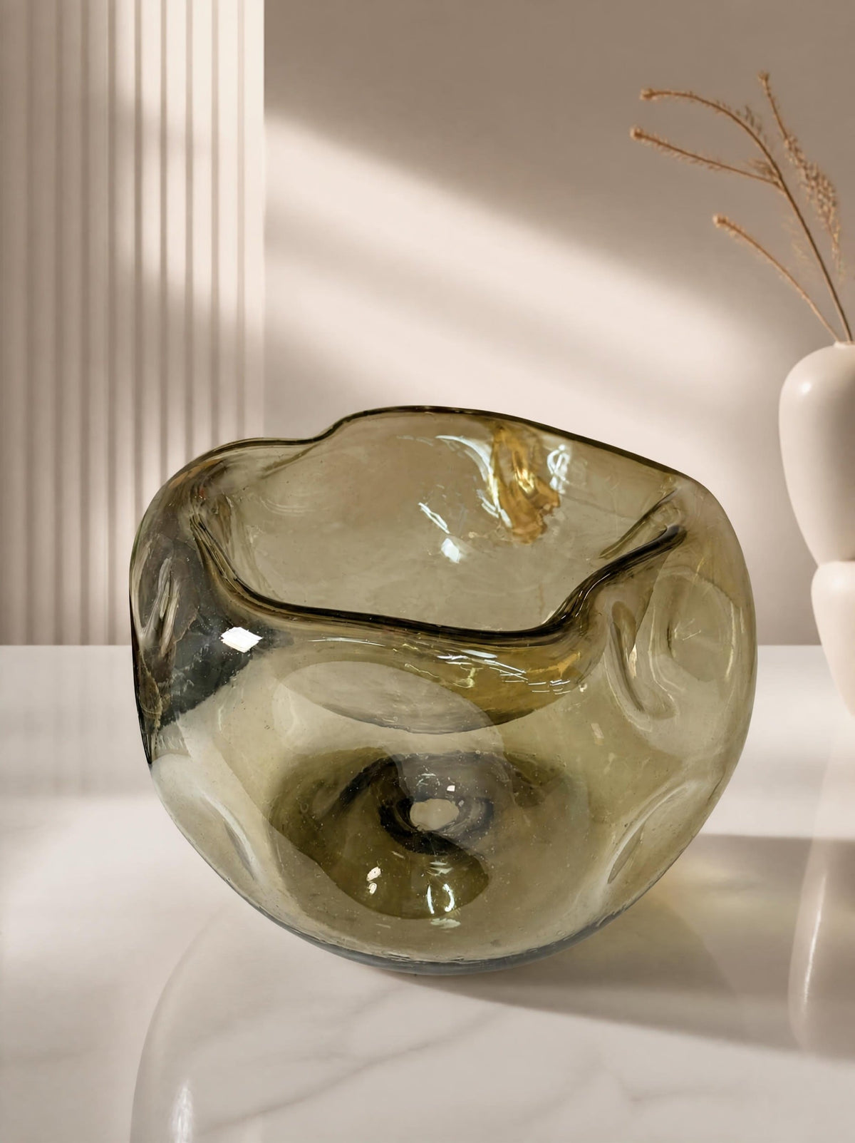 Recipiente de vidrio soplado artesanal 25cm